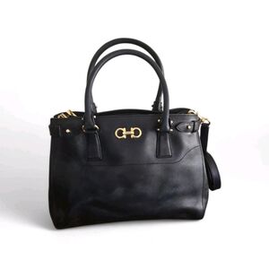 Salvatore Ferragamo Black and Gold Satchel